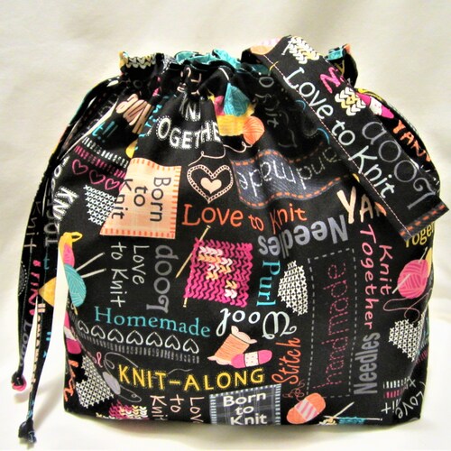 Medium Zippered Project Bag Knitting Bag Sock Bag Crochet Etsy