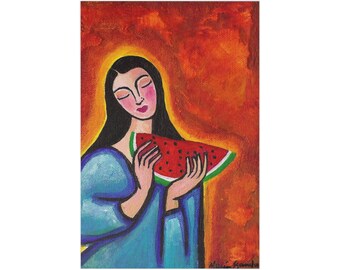 Maria de las Sandias, Postcards (7 pcs)  Watermelon Portrait woman folk art