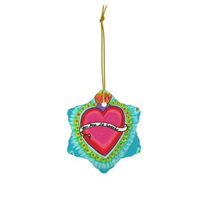 You Are So Loved, Heart Corazon Ceramic Ornament, 4 Shapes Mexican Folk Art image 7