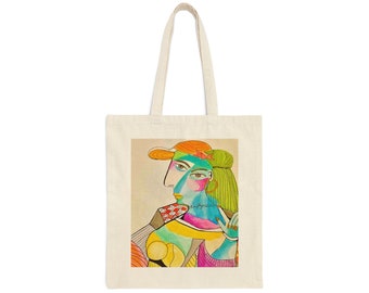 La Shy Girl and La Rosa on Cotton Canvas Tote Bag