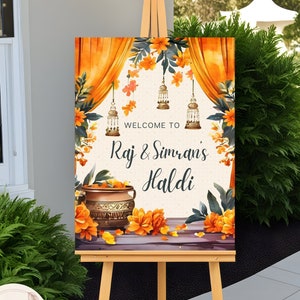 Haldi Welcome Sign, Indian Wedding Decor, Indian Haldi Event, Desi Event Sign, Digital Download, Editable Template, Indian Shaadi Decor