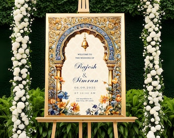 Indian Wedding Welcome Sign, Indian Wedding Decor, Indian Wedding Sign, Desi Event Sign, Digital Download, Editable Template