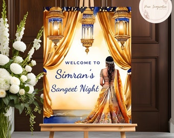 Sangeet Welcome Sign, Indian Wedding Decor, Indian Sangeet Sign, Sangeet Event, Desi Event Sign, Digital Download, Editable Template