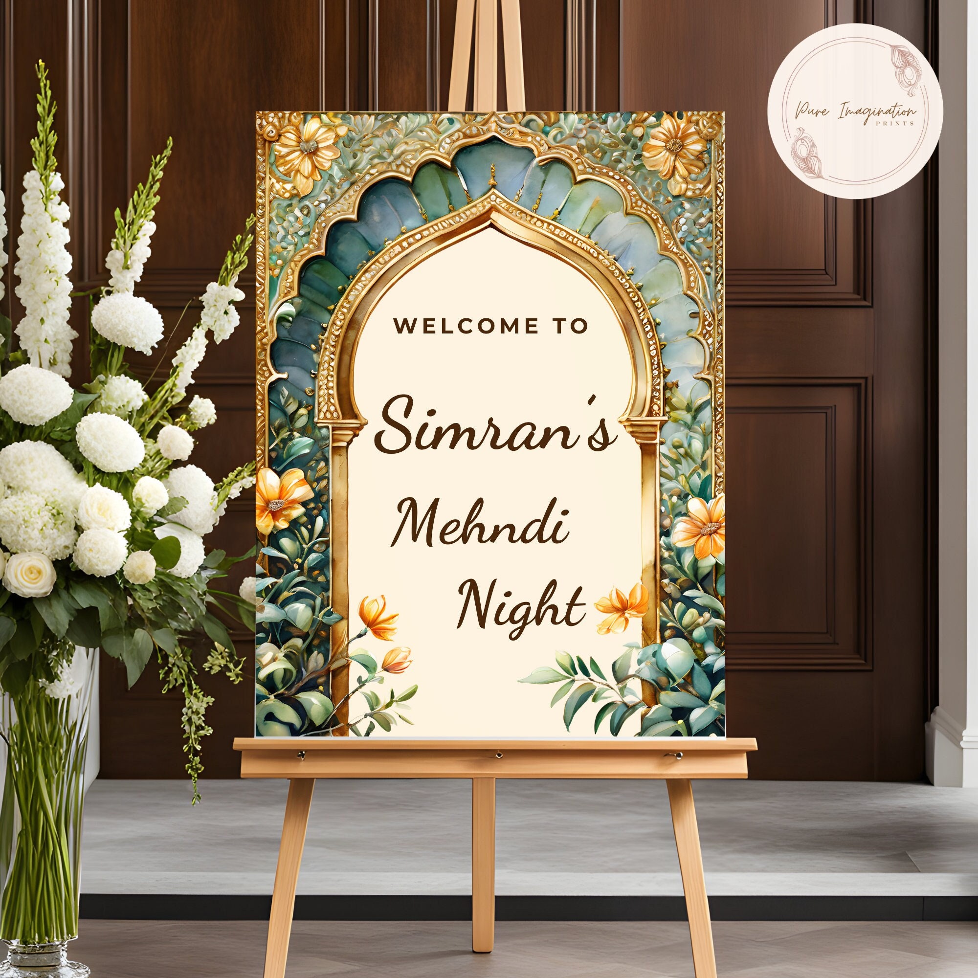 Mehndi Sign, Indian Wedding Decor, Indian Mehndi Event, Desi