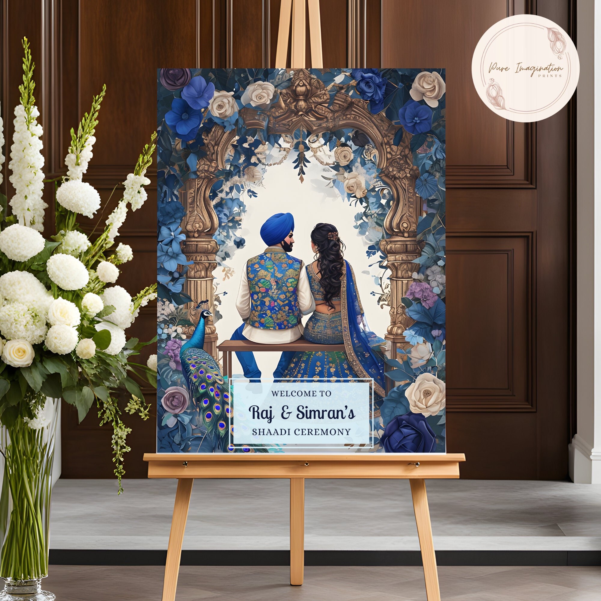 Indian Wedding Welcome Sign, Indian Wedding Decor, Indian Wedding Sign, Desi Event Sign, Digital Download, Editable Template, Roka, Mehndi