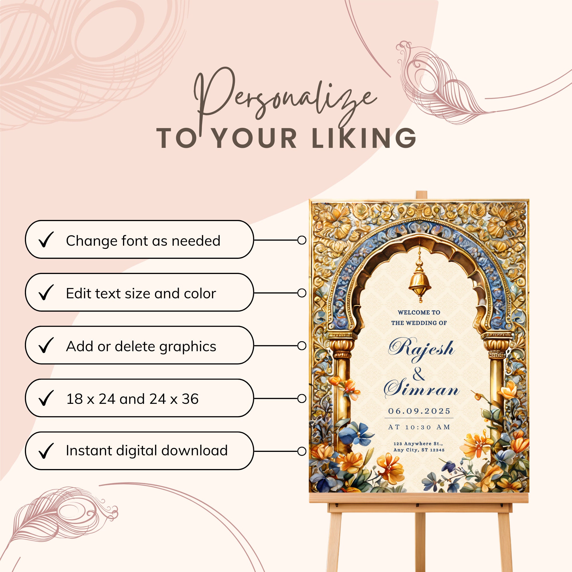 Indian Wedding Welcome Sign, Indian Wedding Decor, Indian Wedding Sign ...