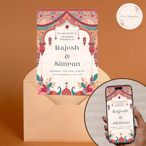 Indian Mehndi Invitation, Indian Mehendi Card, Desi Event, Digital Download, Editable Template, Indian Save the Date, 5 x 7, Phone Evite