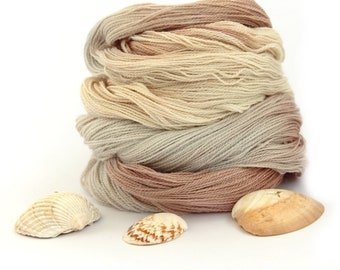 She Sells Seashells, hand dyed merino silk sparkly 2ply lace yarn