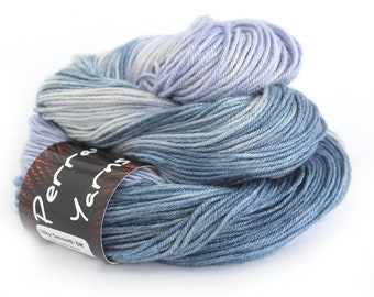 DK Silky Smooth superwash merino wool silk blend yarn handdyed in colourway Soft Denim