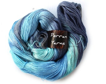 150g 4ply British BFL silk Decadence yarn handdyed in shade Ocean Blue