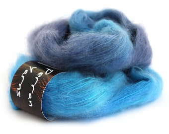 Kid mohair silk laceweight yarn, handdyed in colourway Ocean Blue