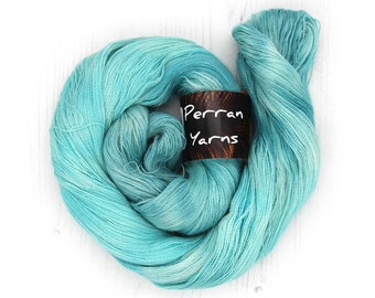 Seafoam, Heavenly Lace fine baby alpaca silk cashmere hand dyed yarn