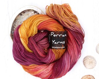 Sunset Party, hand dyed 4ply Sparkle merino wool