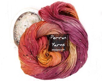 4ply Fleck merino wool yarn hand dyed in colourway Sunset Party