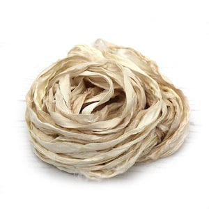 Recycled undyed sari or chiffon silk ribbon image 2