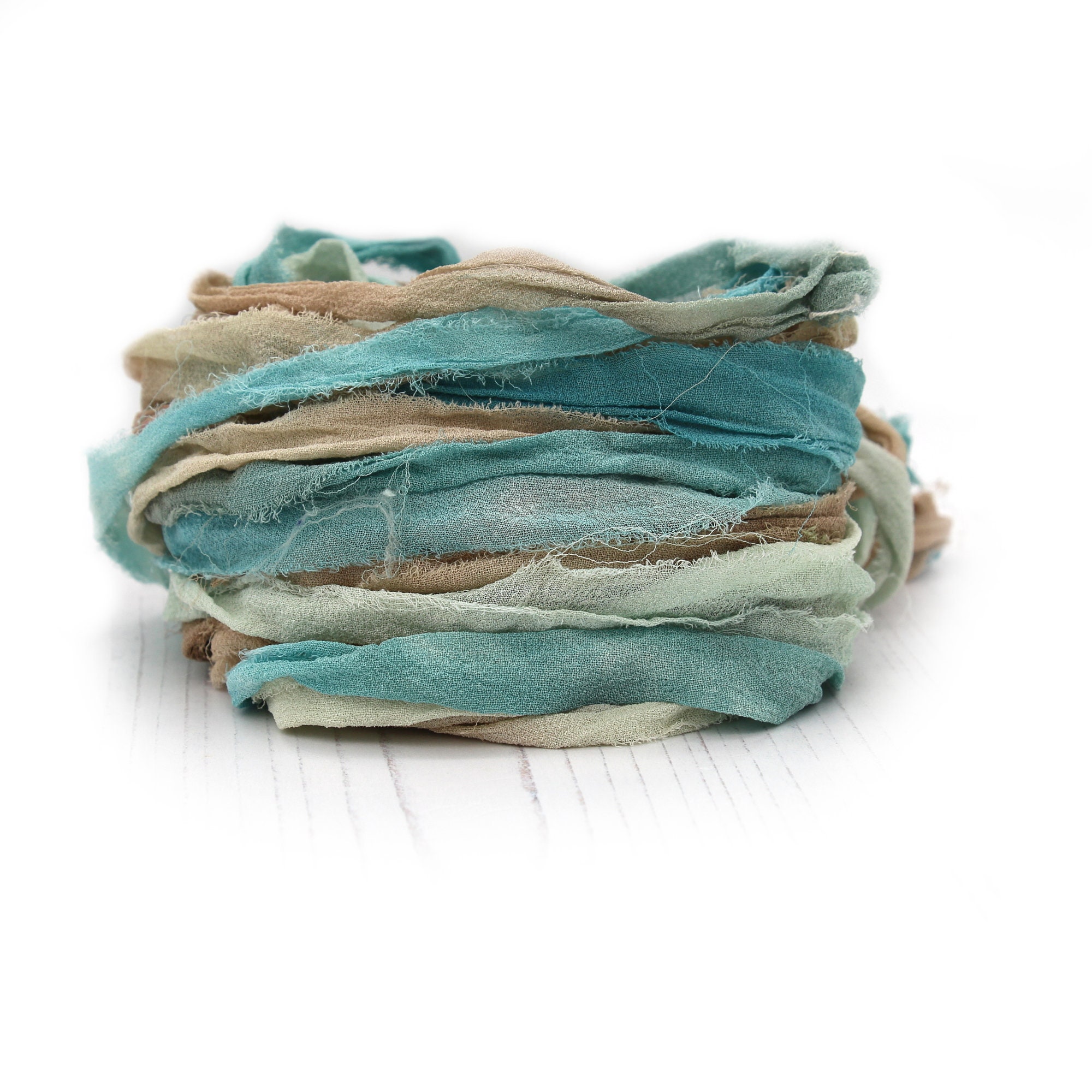 Recycled chiffon silk ribbon 10metres handdyed in shade Sandy Toes