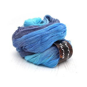 Ocean Blue, hand dyed 2 ply Bright Lace tencel merino yarn image 4