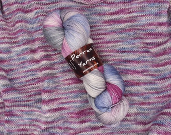 Mulberry Mist, 150g 4ply Decadence yarn,  hand dyed silk and British BFL wool