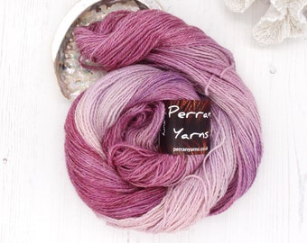 Buddleia hand dyed Egyptian DK baby alpaca linen silk luxury yarn