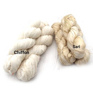 Recycled undyed sari or chiffon silk ribbon image 6