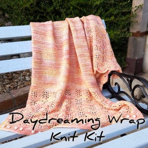 Day Dreaming Wrap knit kit with hand dyed luxury yarn