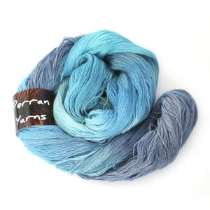 Ocean Blue, Heavenly Lace hand dyed baby alpaca silk cashmere yarn image 1