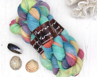 Unicorn Clouds, laceweight merino silk stellina sparkle hand dyed wool yarn