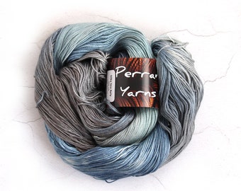 Handdyed 4ply silk seacell yarn in shade Down To Earth