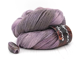 Aubergine Night, Baby alpaca silk cashmere Heavenly Lace hand dyed yarn