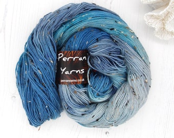 4ply Fleck merino wool handdyed in shade Call of the Ocean