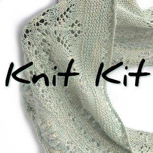 Flower Row Crescent Shawlette knit kit with 4ply silk seacell yarn, choose your colour