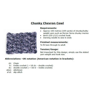Chunky Chevron Cowl crochet kit pattern detail