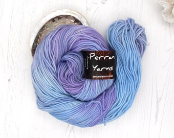 Forget-me-not, hand dyed DK Sparkle merino wool