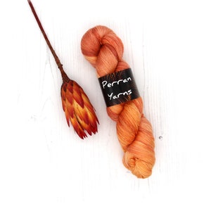 2ply Bright Lace tencel merino yarn handdyed in shade Burnished Orange image 2