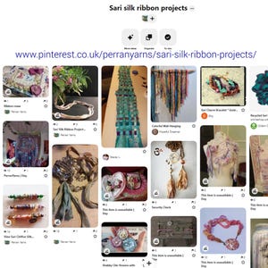 Recycled sari silk ribbon project ideas Pinterest board at https://uk.pinterest.com/perranyarns/sari-silk-ribbon-projects/