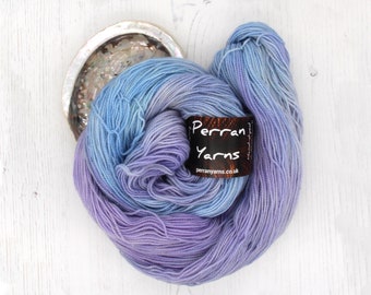 Forget-me-not, hand dyed sparkly 4ply merino wool