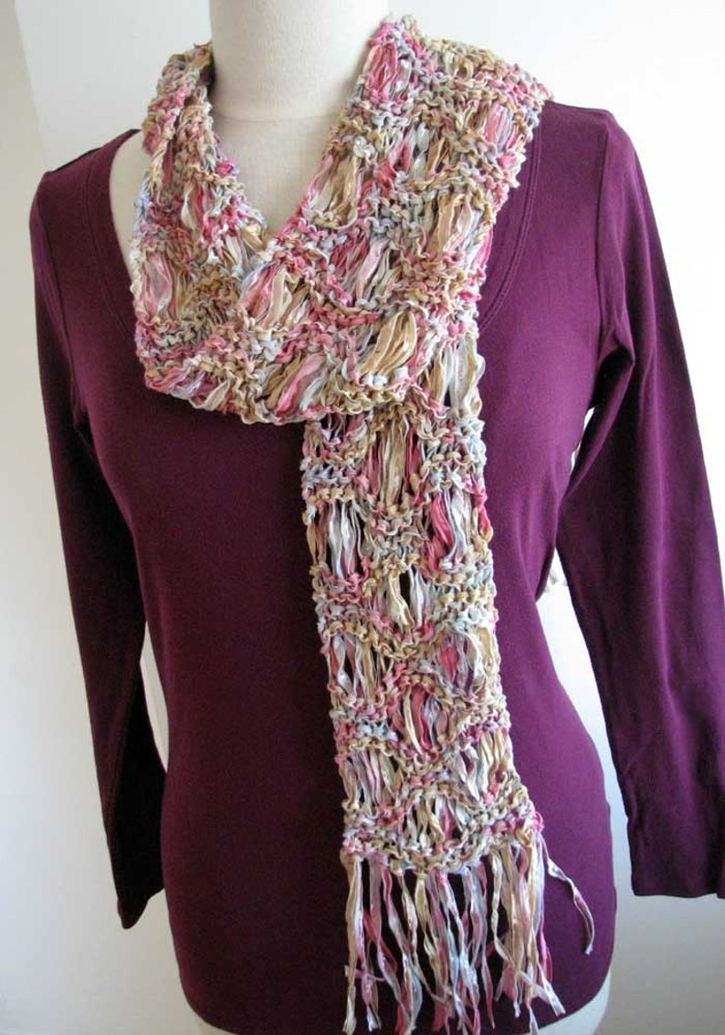 Easy knit scarf printable pattern pdf Ripple scarf drop Etsy