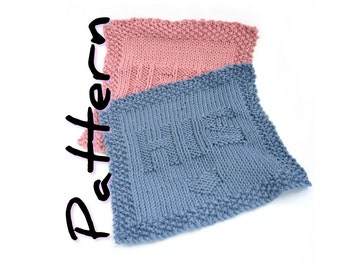 Knit washcloth knitting pattern pdf, His and Hers dishcloths