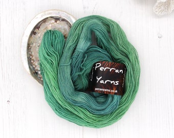 Sock yarn with bio-nylon, 4ply Champagne hand dyed in shade Green Goddess