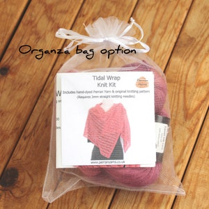 Tidal Wrap knit kit with organza bag packaging