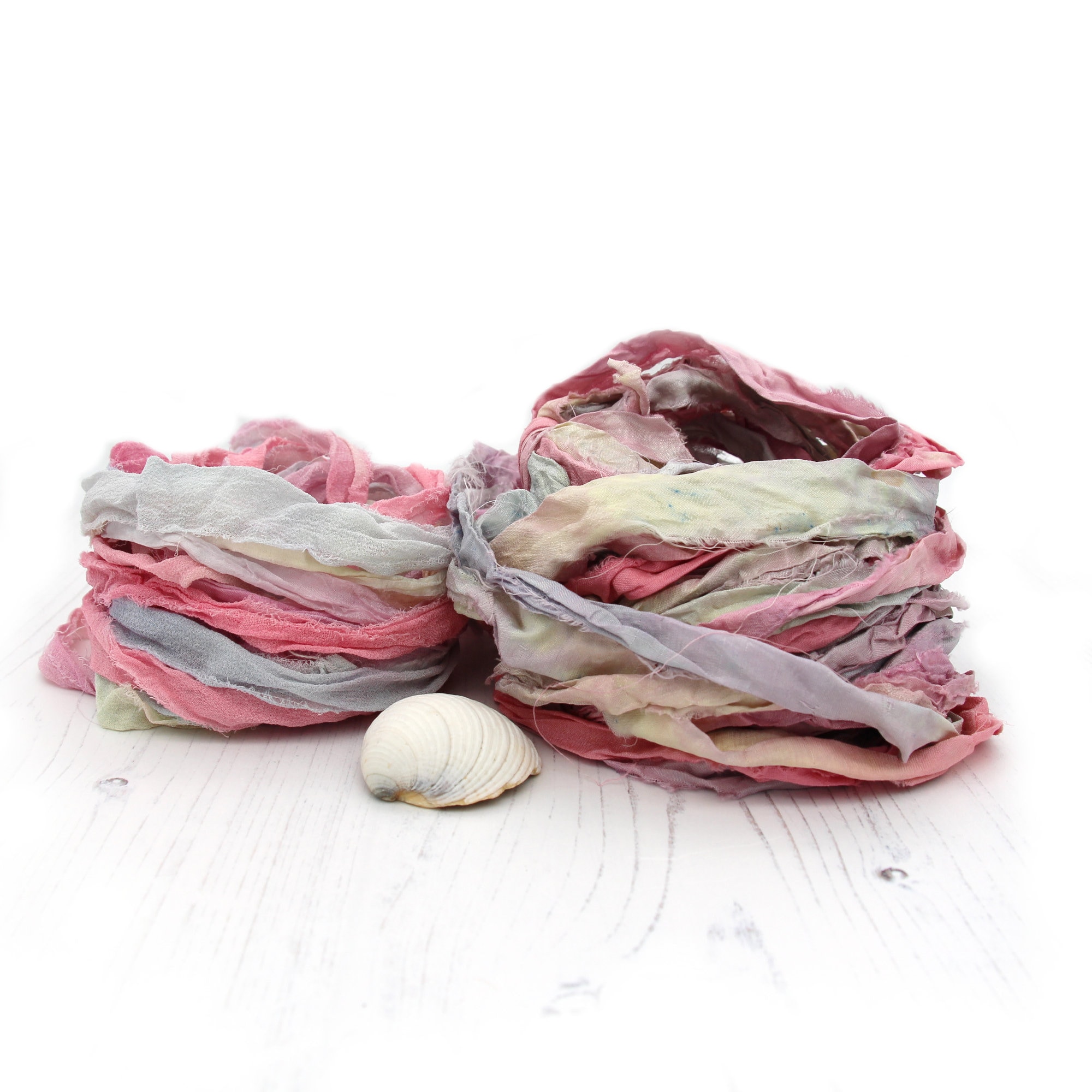 Sari Silk Ribbon Recycled Sari Silk Ribbon Rose Petal Pink Sari