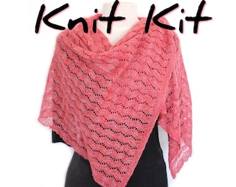 Tidal Wrap Knitting Kit with hand dyed luxury yarn