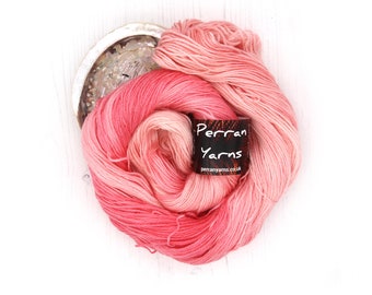 Apple Blossom, hand dyed 4ply Bright superwash merino tencel yarn