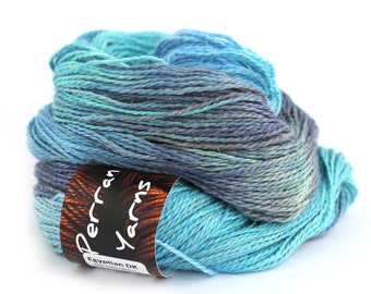 Ocean Blue DK Egyptian baby alpaca linen silk blend hand dyed yarn