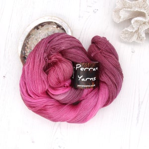 Full Bloom, hand dyed Bright Lace merino tencel yarn image 1