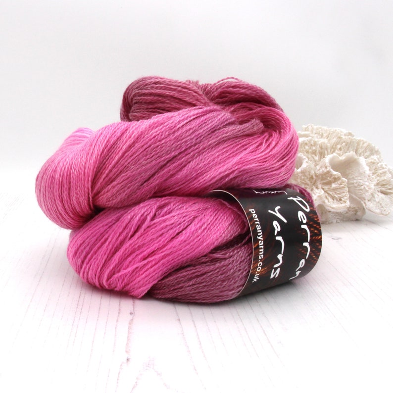 Full Bloom, hand dyed Bright Lace merino tencel yarn image 3