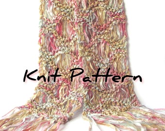 Ripple dropstitch scarf pattern pdf using 1 skein of bulky ribbon yarn