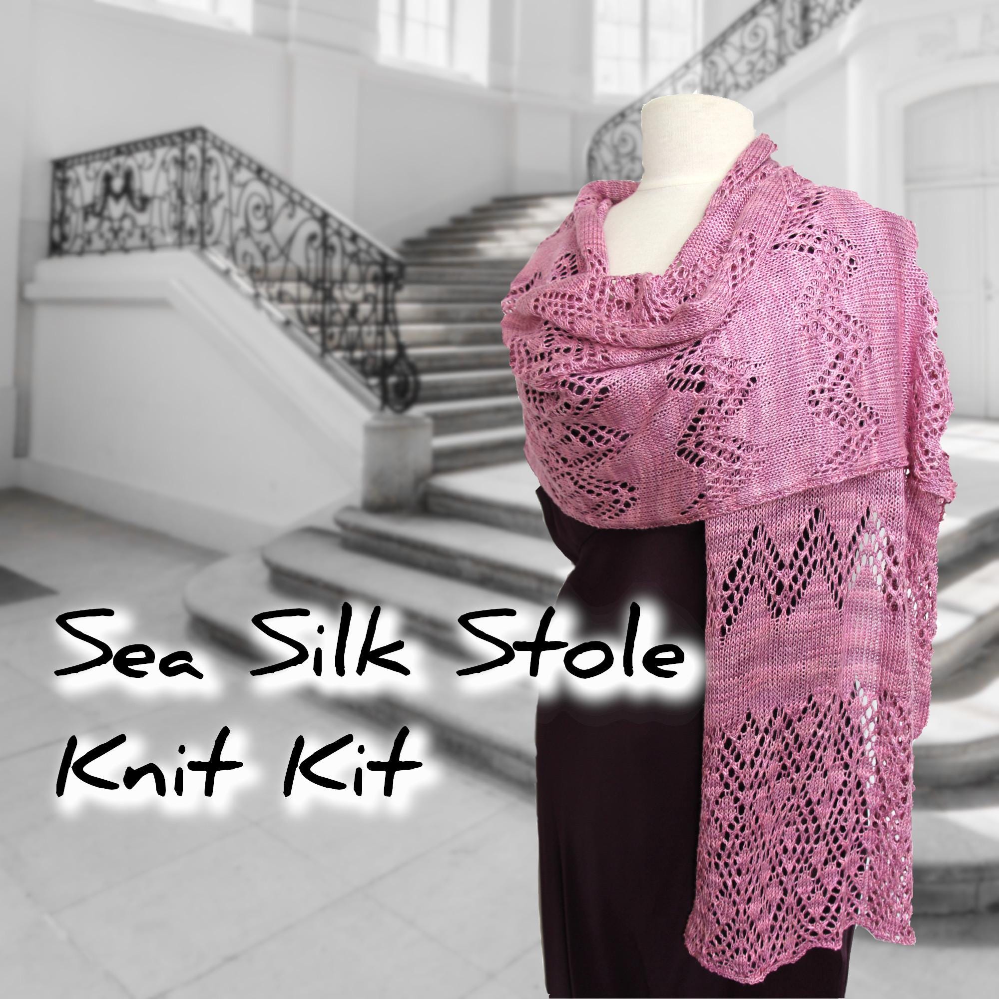 Sea Silk Stole Knit Kit With 4ply Silk Seacell Yarn, Choose Your 