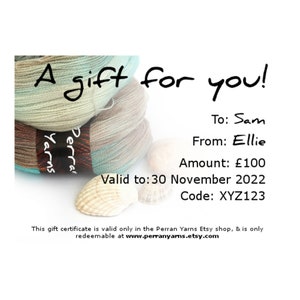 Personalised Perran Yarns gift certificate, any names, choose your amount image 2
