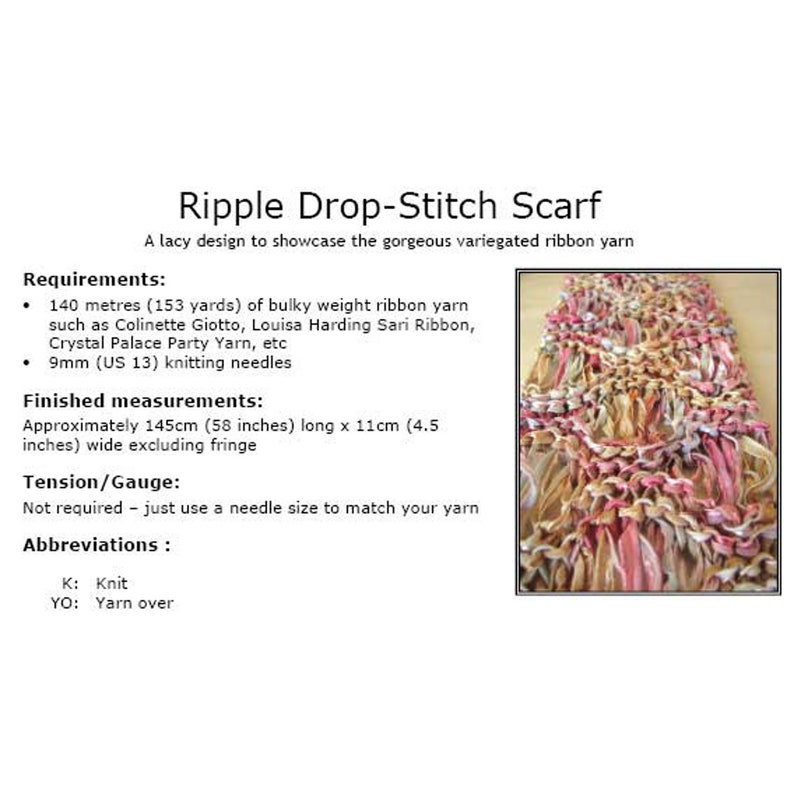Ripple dropstitch scarf pattern pdf using 1 skein of bulky ribbon yarn image 2